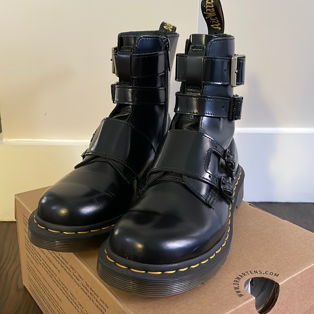 Dr. Marten Black Blake Buckle-Up Boot